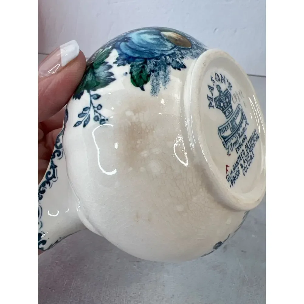 Antique Masons Ironstone of England Royal Blue Fruit‎ Basket Creamer